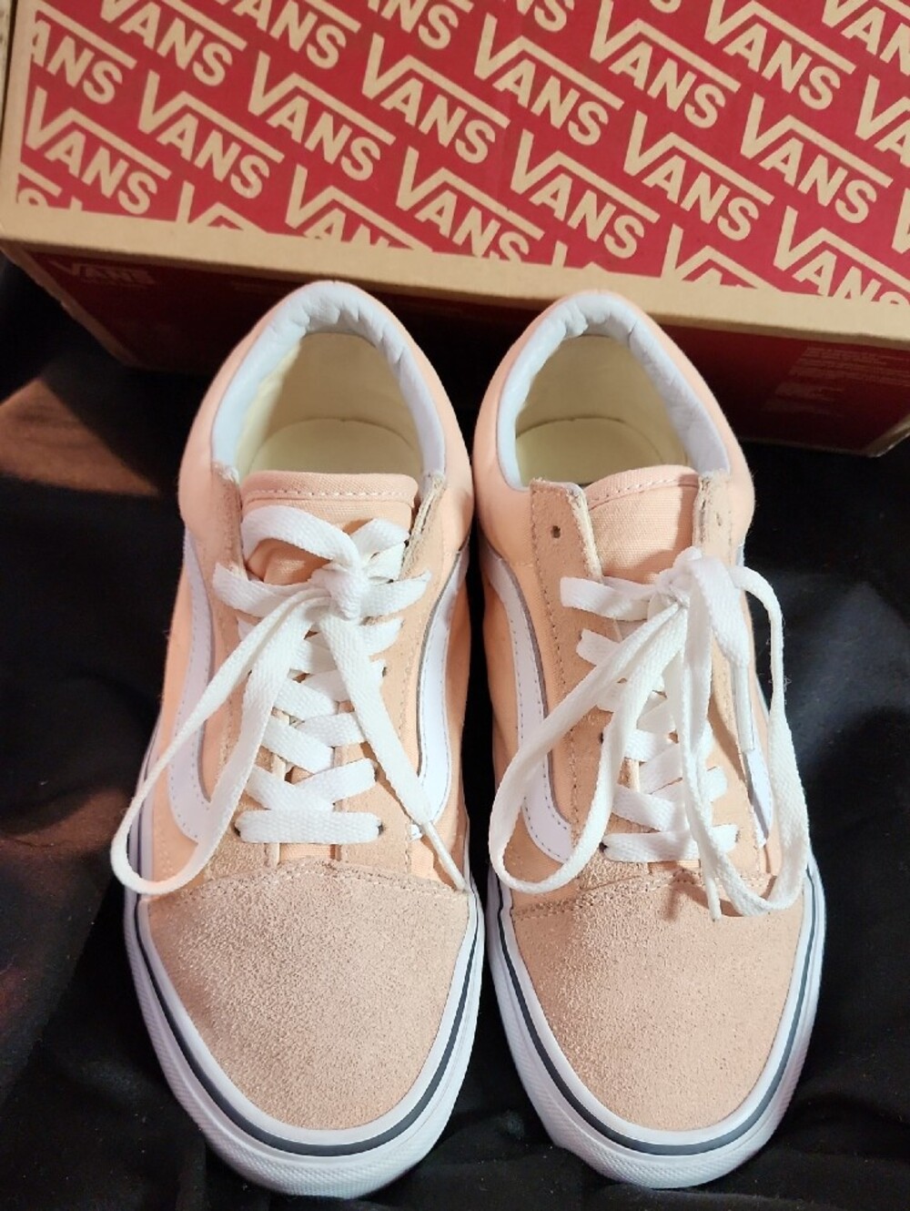 Vans Women's Peach Suede Old Skool Sneakers with White Stripe